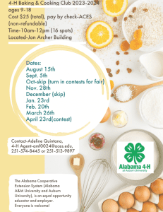 Alabama 4H Baking and Cooking