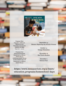 Mississippi Aquarium Homeschool Days