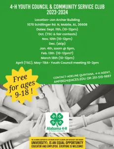 Alabama 4H Youth Council and Community Service Club