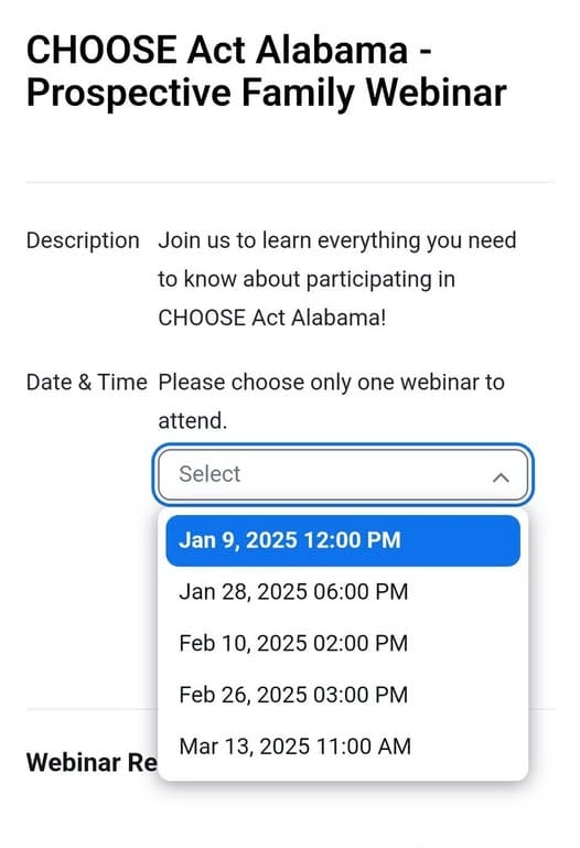 CHOOSE Act Alabama Prospective Family Webinar